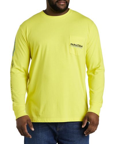 Nautica Big & Tall Competition Long-sleeve Logo T-shirt - Yellow
