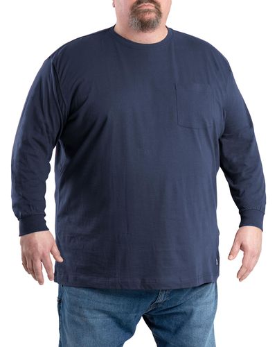 Bernè Big & Tall Heavyweight Long-sleeve Pocket T-shirt - Blue