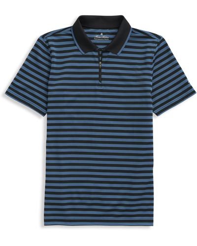 Brooks Brothers Big & Tall Zip Stripe Golf Polo Shirt - Blue