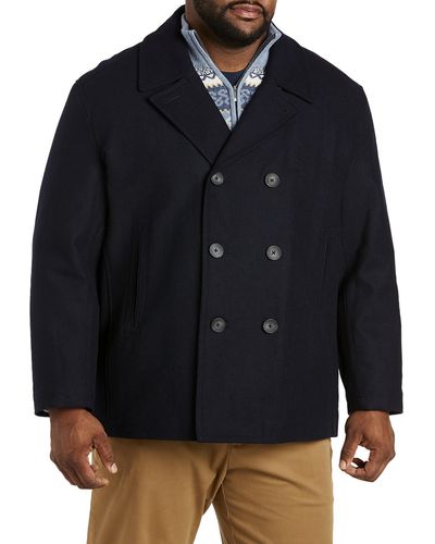 Nautica Big & Tall Double-breasted Wool Coat - Blue