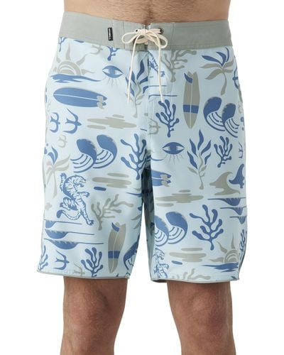 O'neill Sportswear Big & Tall Hyperfreak Mysto Scallop Board Shorts - Blue