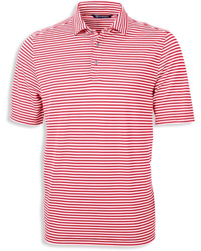 Cutter & Buck Big & Tall Cutter & Buck Virtue Eco Piqu Stripe Polo Shirt - Red