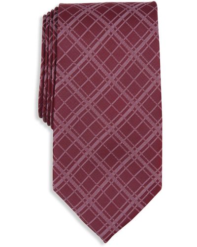 Michael Kors Big & Tall Plaid Silk Tie - Purple