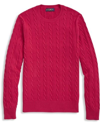 Brooks Brothers Big & Tall Cable Crewneck Sweater - Red