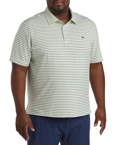 Vineyard Vines Big & Tall Tri Bradley Striped Sankaty Performance Polo Shirt - Green
