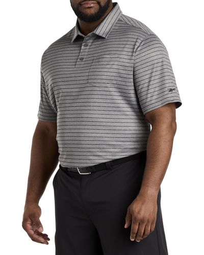 Reebok Big & Tall Multi Stripe Performance Polo Shirt - Gray