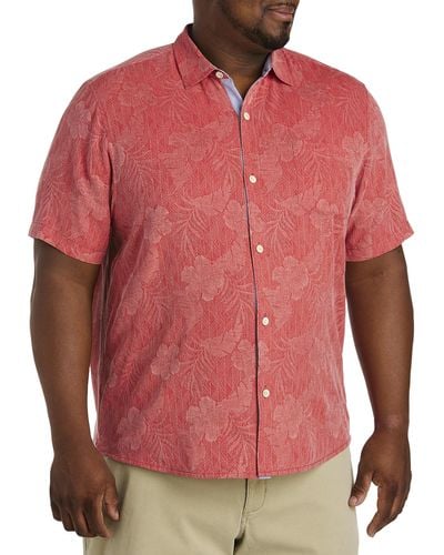 Tommy Bahama Big & Tall Hibiscus Jungle Sillk Sport Shirt - Red