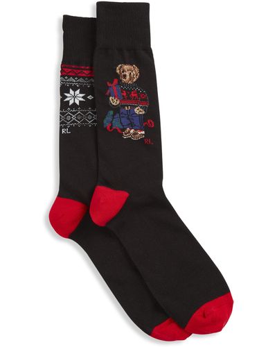 Polo Ralph Lauren Big & Tall Fair Isle 2-pack Bear Socks - Red