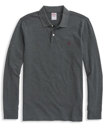 Brooks Brothers Big & Tall Piqu Long-sleeve Polo Shirt - Gray