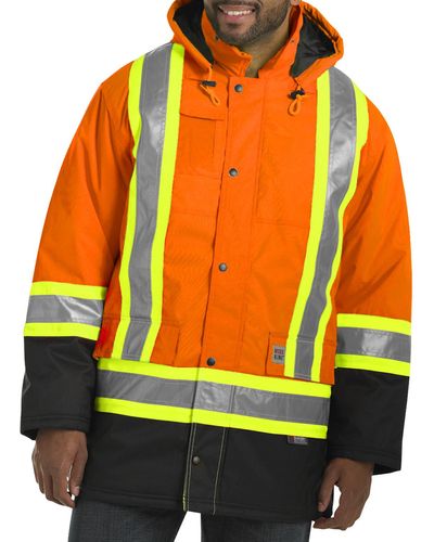 Tough Duck Big & Tall Lined Safety Parka - Orange