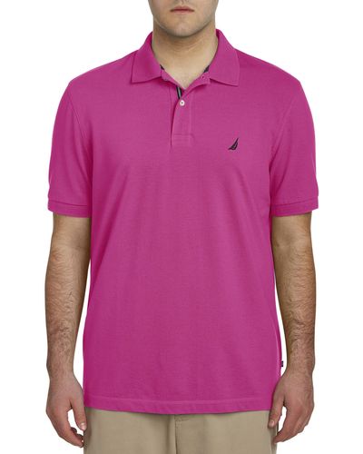 Nautica Big & Tall Stretch Piqu Polo Shirt - Purple