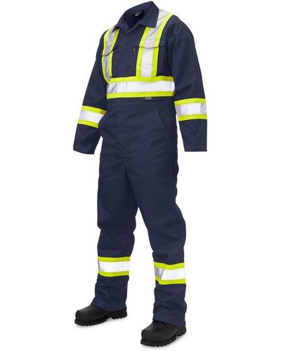 Tough Duck Big & Tall Unlined Safety Coveralls - Blue