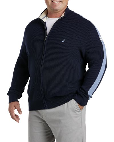 Nautica Big & Tall Full-zip Mockneck Sweater - Blue