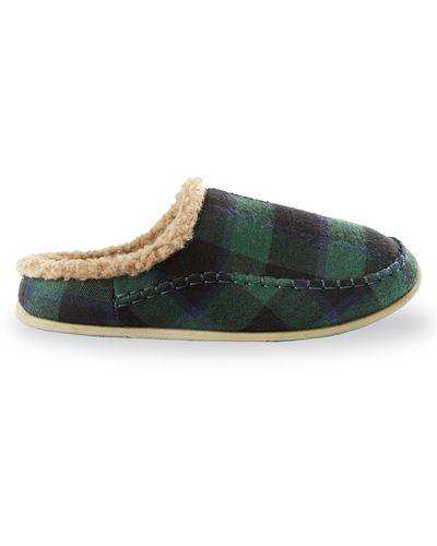 Deer Stags Big & Tall Plaid Nordic Slippers - Green