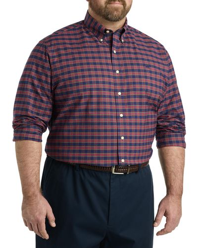 Brooks Brothers Big & Tall Non-iron Oxford Tartan Plaid Sport Shirt - Purple