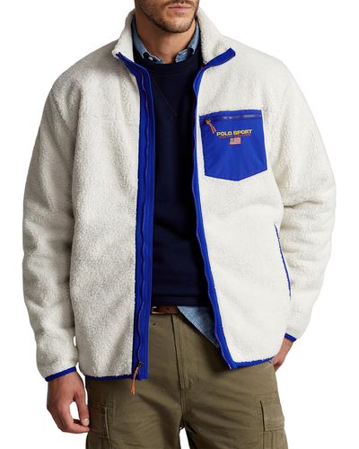 Polo Ralph Lauren Big Tall Sport Striped Fleece Track Jacket in