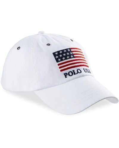 Polo Ralph Lauren Big & Tall American Flag Baseball Cap - White