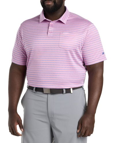 Reebok Big & Tall Multi Stripe Performance Polo Shirt - Purple