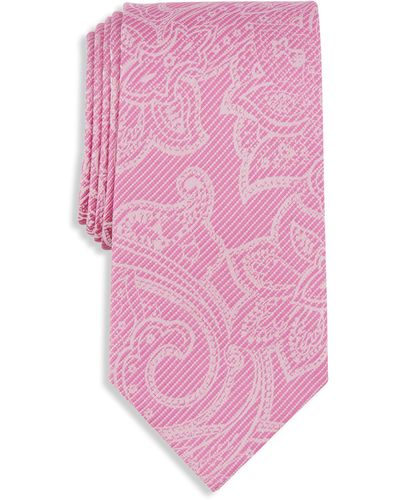 Michael Kors Big & Tall Rich Texture Paisley Tie - Pink
