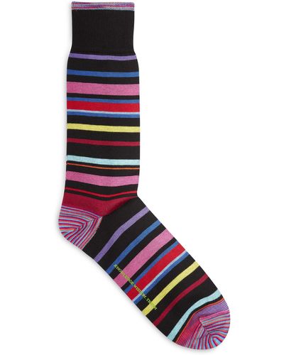 Robert Graham Big & Tall Stripe Dress Socks - Black