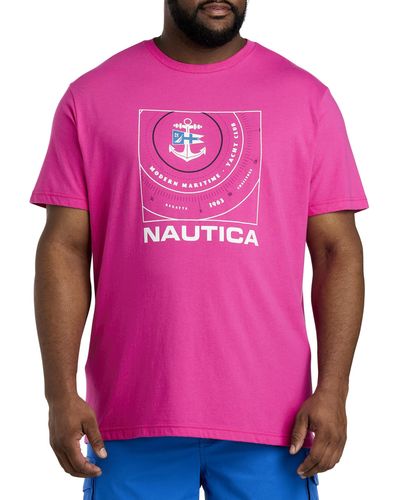 Nautica Big & Tall Compass Graphic Tee - Pink