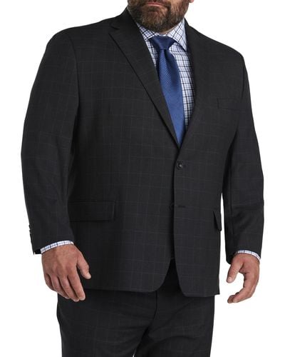 Michael Kors Big & Tall Windowpane Suit Jacket - Black