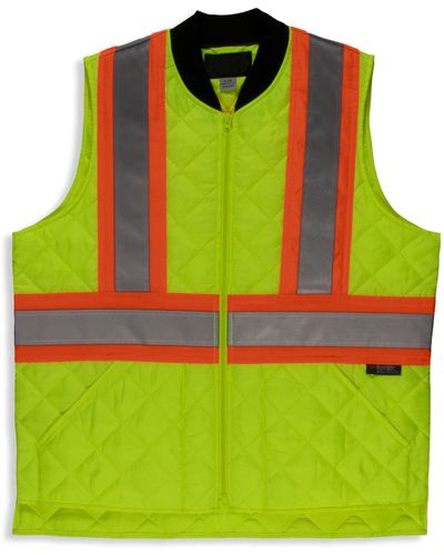 Tough Duck Big & Tall Quilted Zip-front Reflective Safety Vest - Green