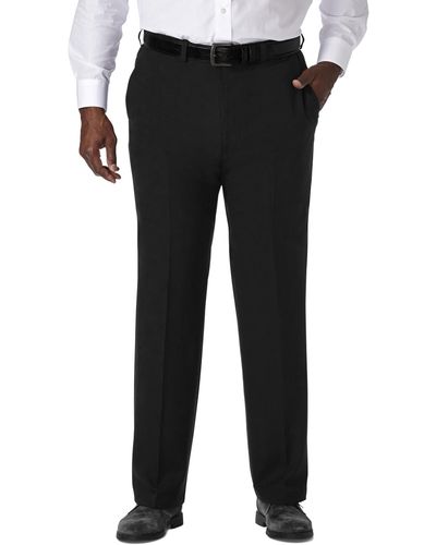 Haggar Big & Tall Cool 18 Pro Flat-front Dress Pants - Black