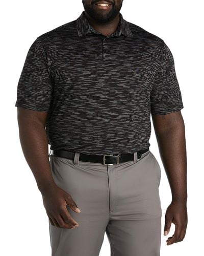 Reebok Big & Tall Performance Broken Stripe Polo Shirt - Black
