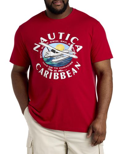 Nautica Big & Tall Caribbean Graphic Tee - Red