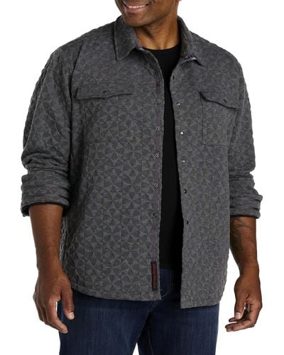Robert Graham Big & Tall Brent Quilted Shirt Jacket - Black