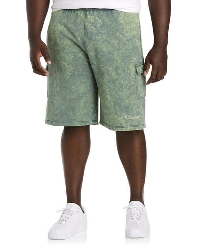Champion Big & Tall Acid Wash Fleece Cargo Shorts - Green