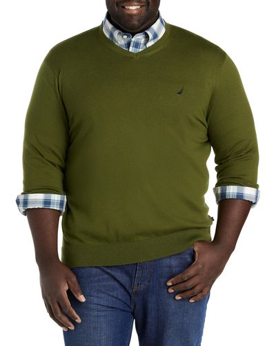 Nautica Big & Tall Navtech V-neck Sweater - Green