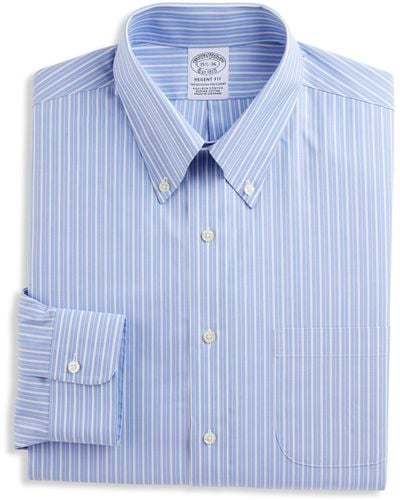 Brooks Brothers Big & Tall Non-iron Striped Dress Shirt - Blue