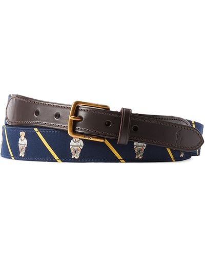 Polo Ralph Lauren Big & Tall Leather Ribbon-trim Belt - Blue