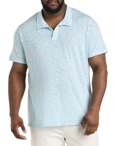 Lucky Brand Big & Tall Burnout Slub Jersey Polo Shirt - Blue
