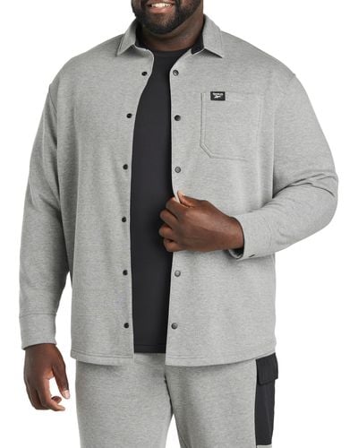 Reebok Big & Tall Fleece Shirt Jacket - Gray