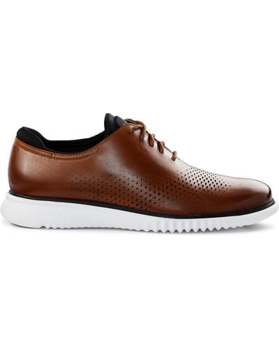 Cole Haan Big & Tall Zero Grand Laser Wingtip Oxford Shoes - Brown