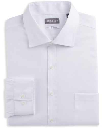 Michael Kors Big & Tall Solid Non-iron Stretch Dress Shirt - White