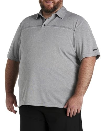Reebok Big & Tall Speedwick Chest Stripe Polo Shirt - Gray