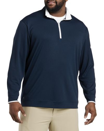 adidas Big & Tall Golf Solid 1 4-zip Pullover - Blue