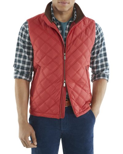 Brooks Brothers Big & Tall Paddock Diamond Quilted Vest - Red