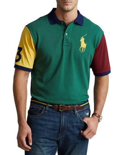 Polo Ralph Lauren Big & Tall Big Pony Colorblock Polo Shirt - Green