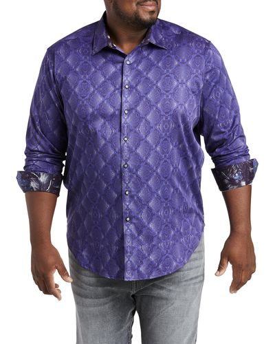 Robert Graham Big & Tall Newberg Sport Shirt - Purple
