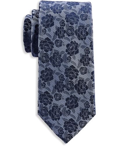 Michael Kors Big & Tall Moccasin Floral Tie - Blue
