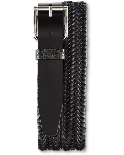 Robert Graham Big & Tall Farina Braided Leather Belt - Black