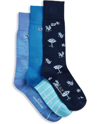 Vineyard Vines Big & Tall 3-pack Harbor Icon Socks - Blue