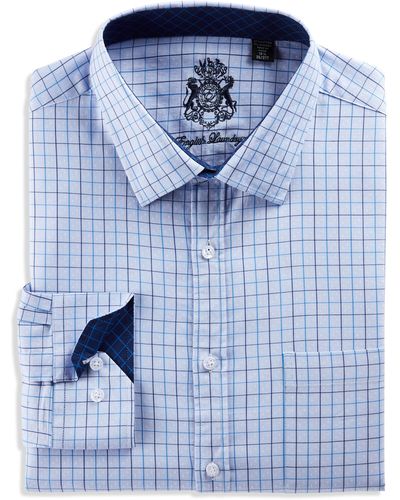 English Laundry Big & Tall Medium Check Dress Shirt - Blue