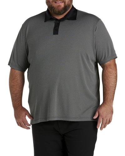 Reebok Big & Tall Speedwick Jacquard Patterned Polo Shirt - Black