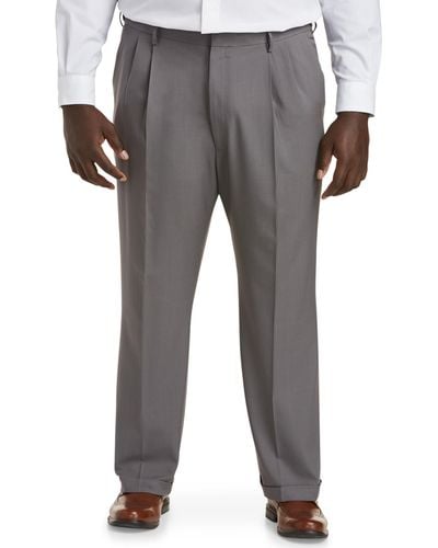Haggar Big & Tall Premium Comfort 4-way Stretch Pleated Dress Pants - Gray